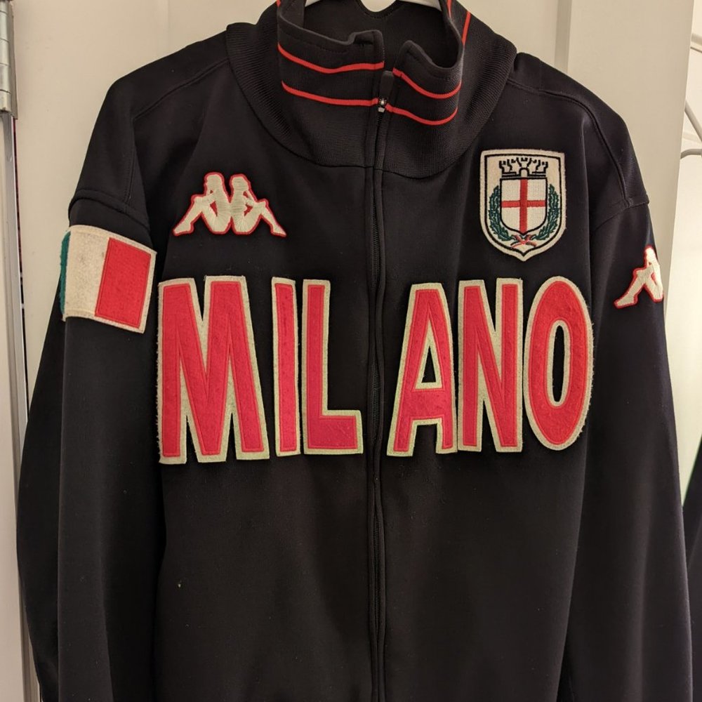 Kappa Milano track suit warm up Jacket Black Red Mens XL